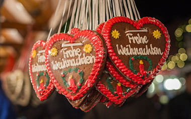 Traditional German gingerbread at a Christmas market
